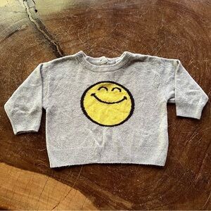 Gap × SmileyWorld® Baby Sweater Grey 3-6 mos Yellow Smiley Face